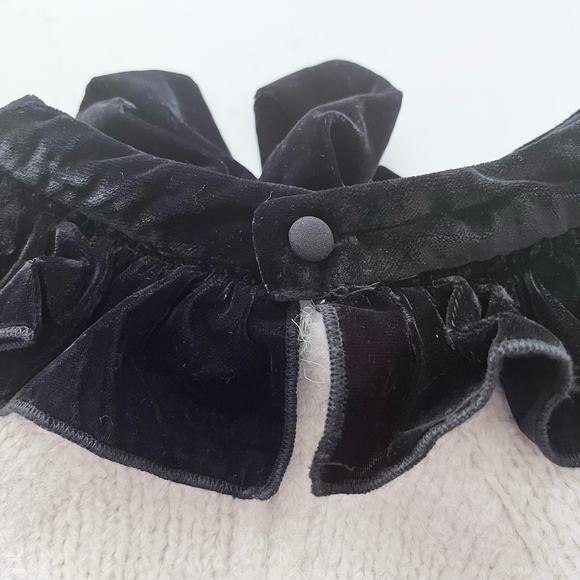 Zara White Knit Black Velvet Bow Collar Long Sleeve Pullover Sweater Medium - Picture 8 of 12